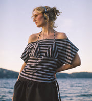 Bikini Tee - Grey/Black Stripe - RHODA NUNN