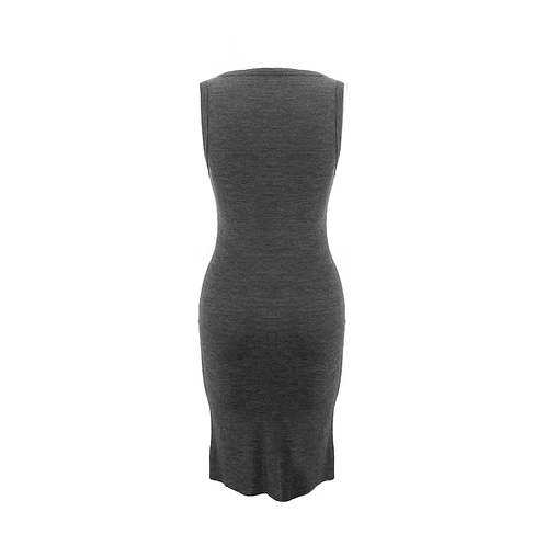 Fatale Midi Dress [Boat Neck] - Charcoal - KAHE
