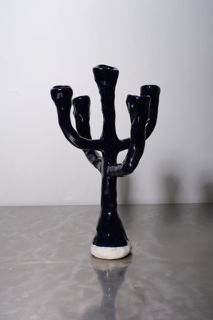5 Spoke III Candelabra - Black Medium - Sophie Hathaway Ceramics