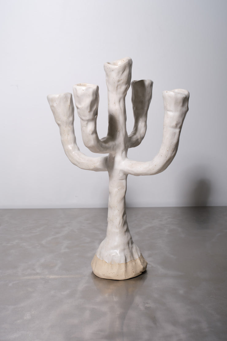 5 Spoke IV Candelabra - White Large - Sophie Hathaway Ceramics