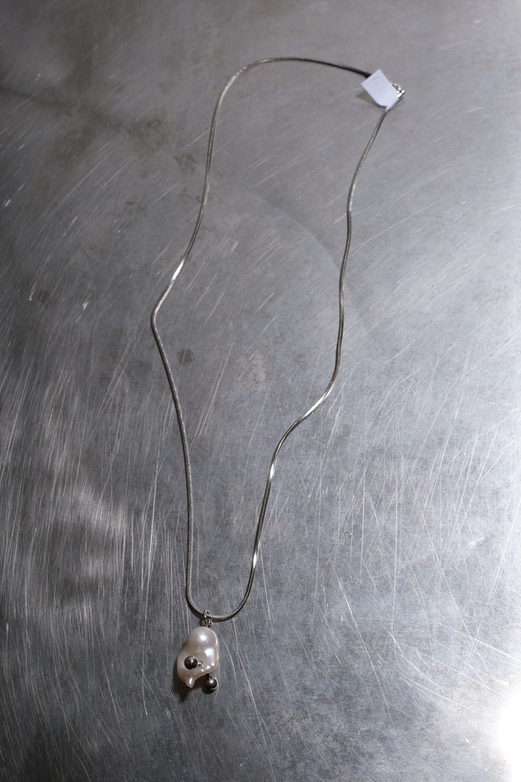 Baroque Pearl Piercing Necklace 2 (Snake Chain) - White - SEAPUNKS.XX (Copy)