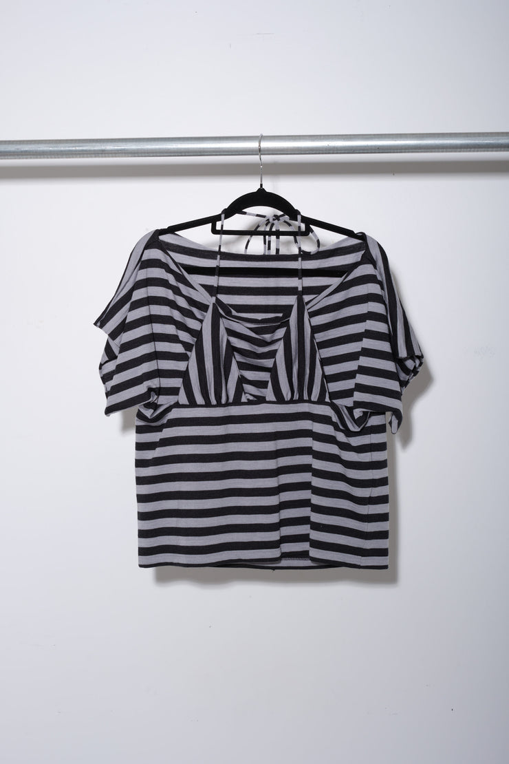 Bikini Tee - Grey/Black Stripe - RHODA NUNN