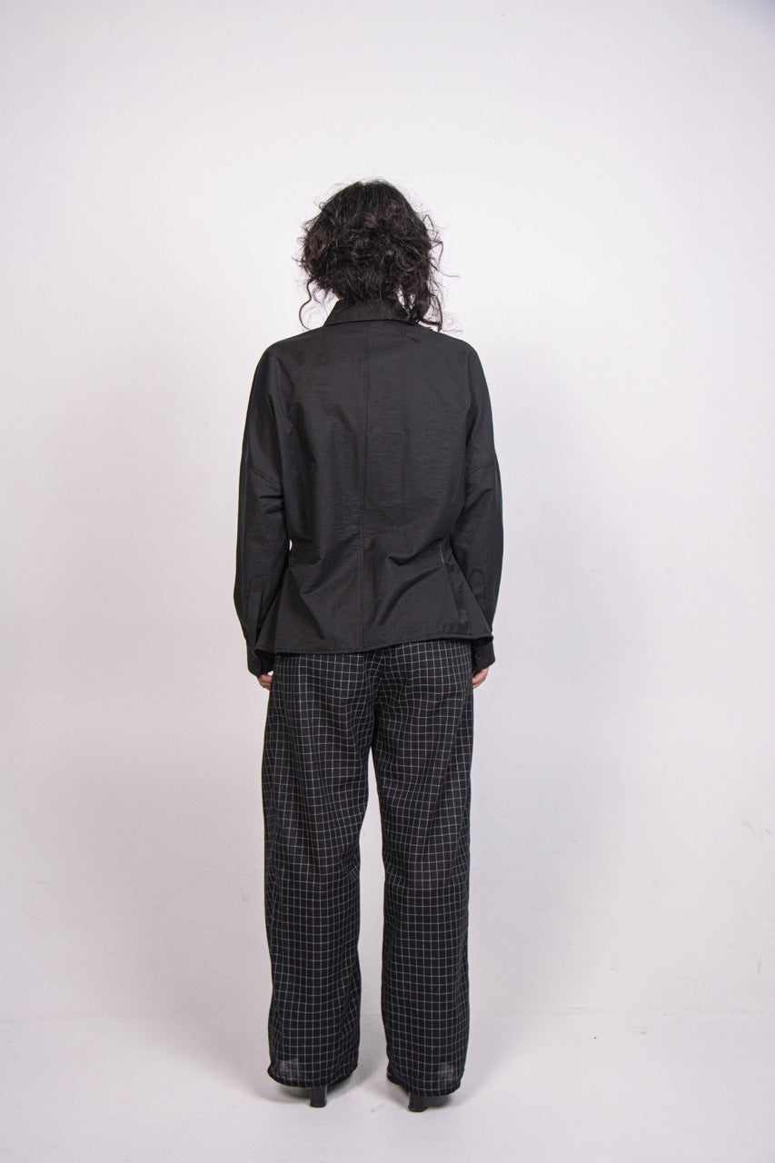Check Low Pleat Pant - Black - FRINGES