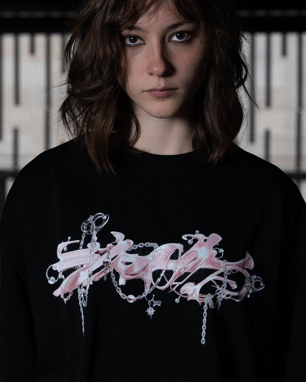 Pink Noise T-Shirt - Black Print - RHIAN