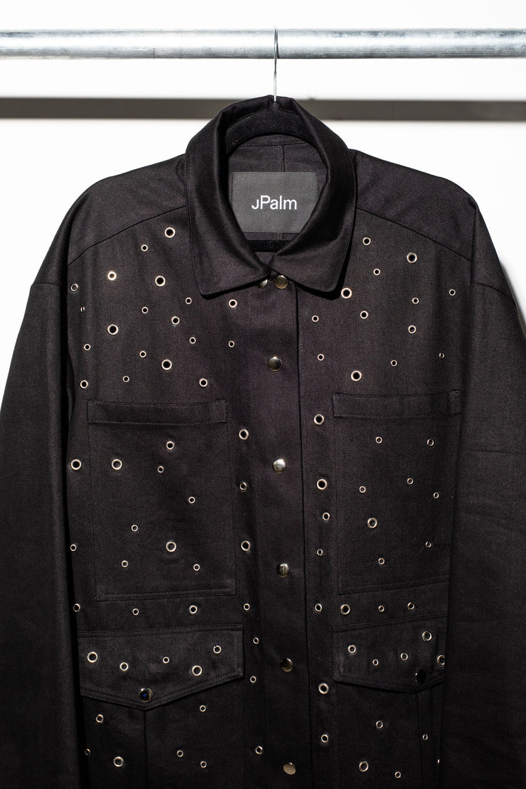 EYELET SERVICE COAT - Onyx