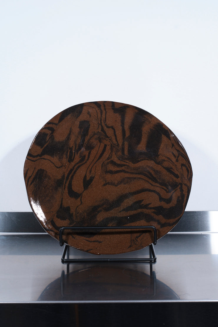 Black stoneware marble plate (o) - Corey Pugh