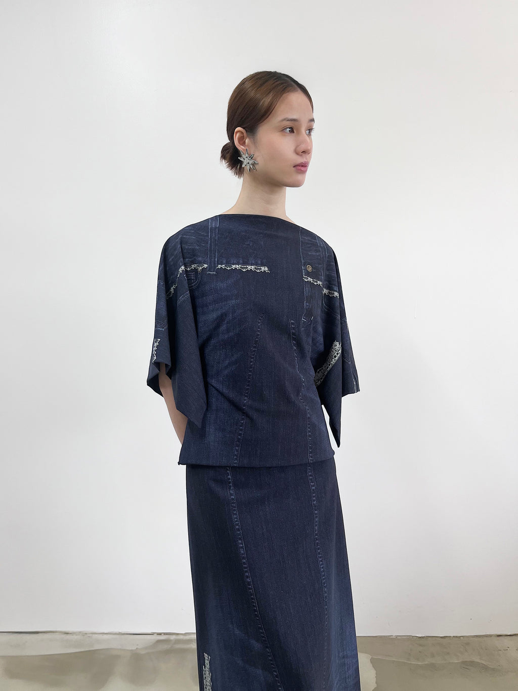 Flux Tee - Indigo Trompe L'oeil - JOJO ROSS