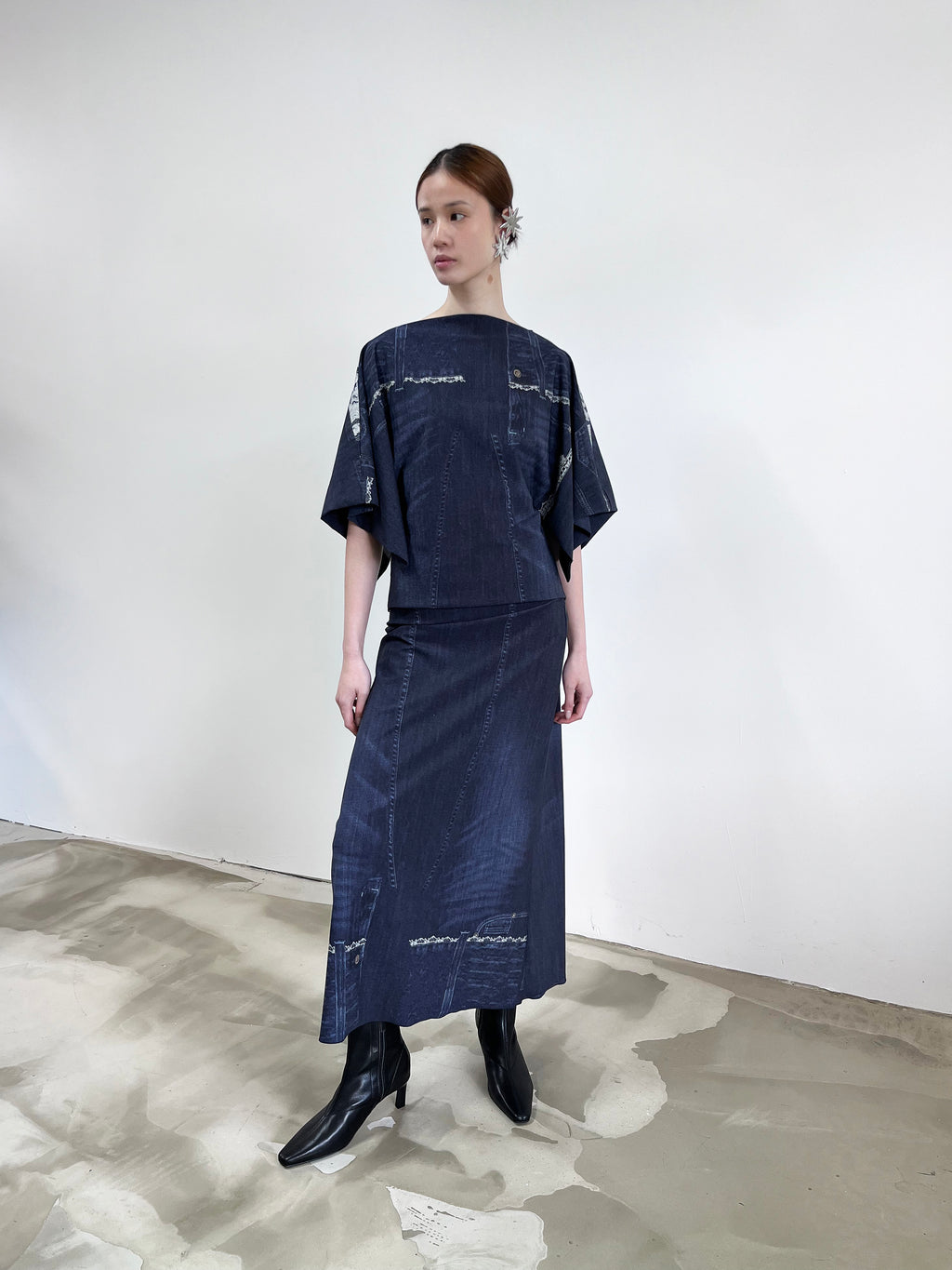 Flux Tee - Indigo Trompe L'oeil - JOJO ROSS