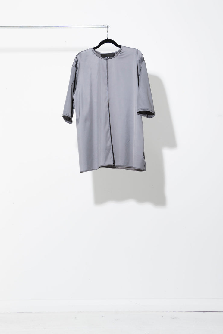 FREJA TSHIRT - Grey + Black Stitch