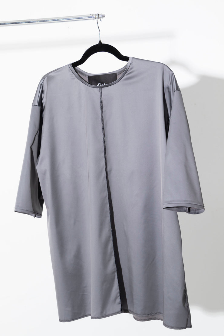 FREJA TSHIRT - Grey + Black Stitch