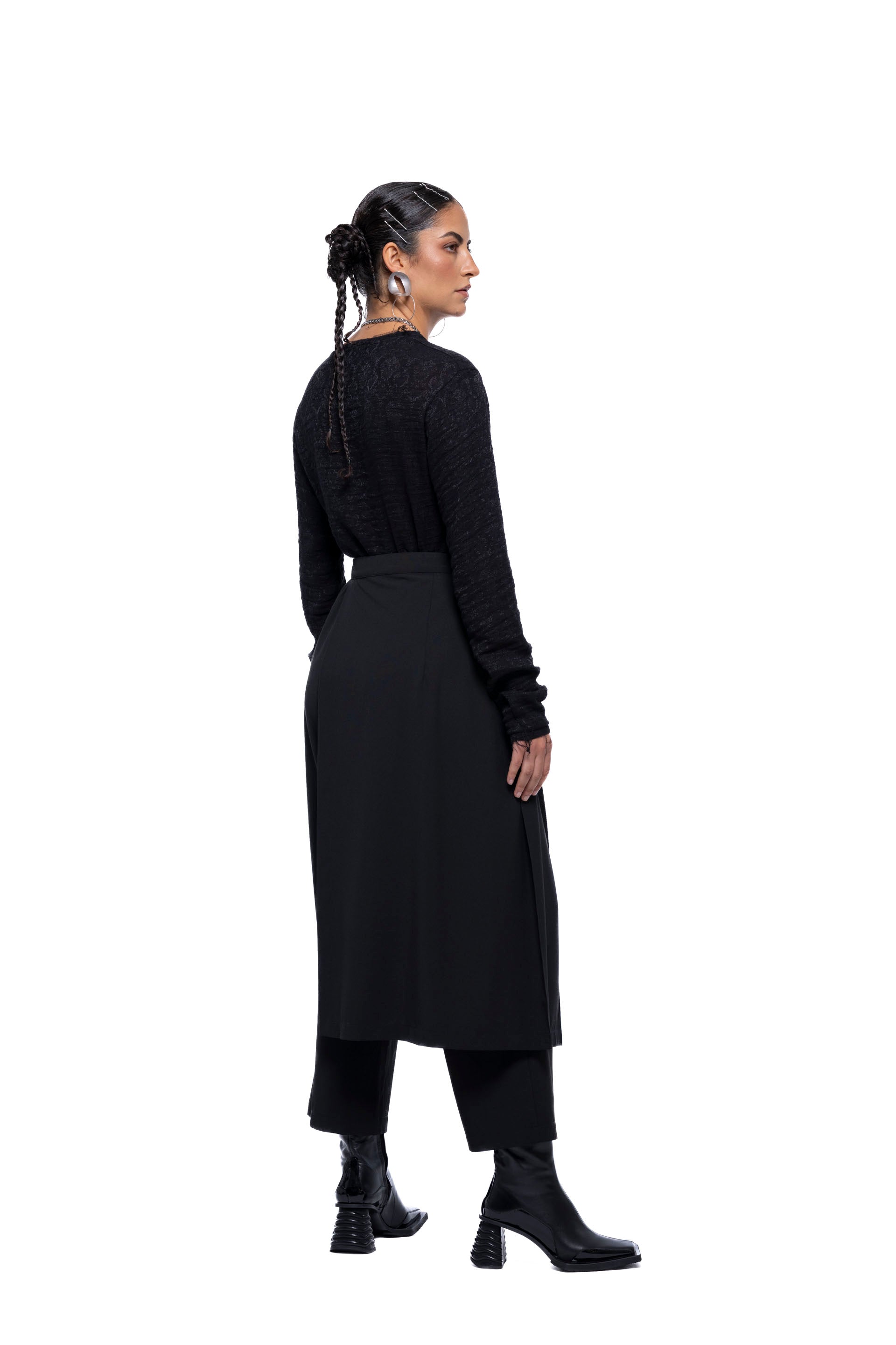 GRETA SKÖRT PANT – Black Suiting (Preorder)