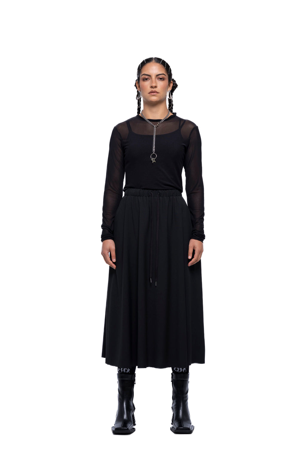 SERVICE SKIRT LONG – Black Suiting (Preorder)