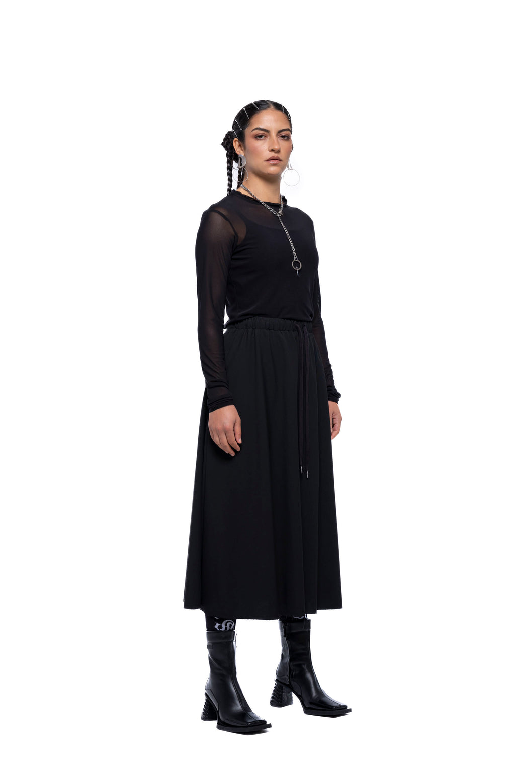 SERVICE SKIRT LONG – Black Suiting (Preorder)