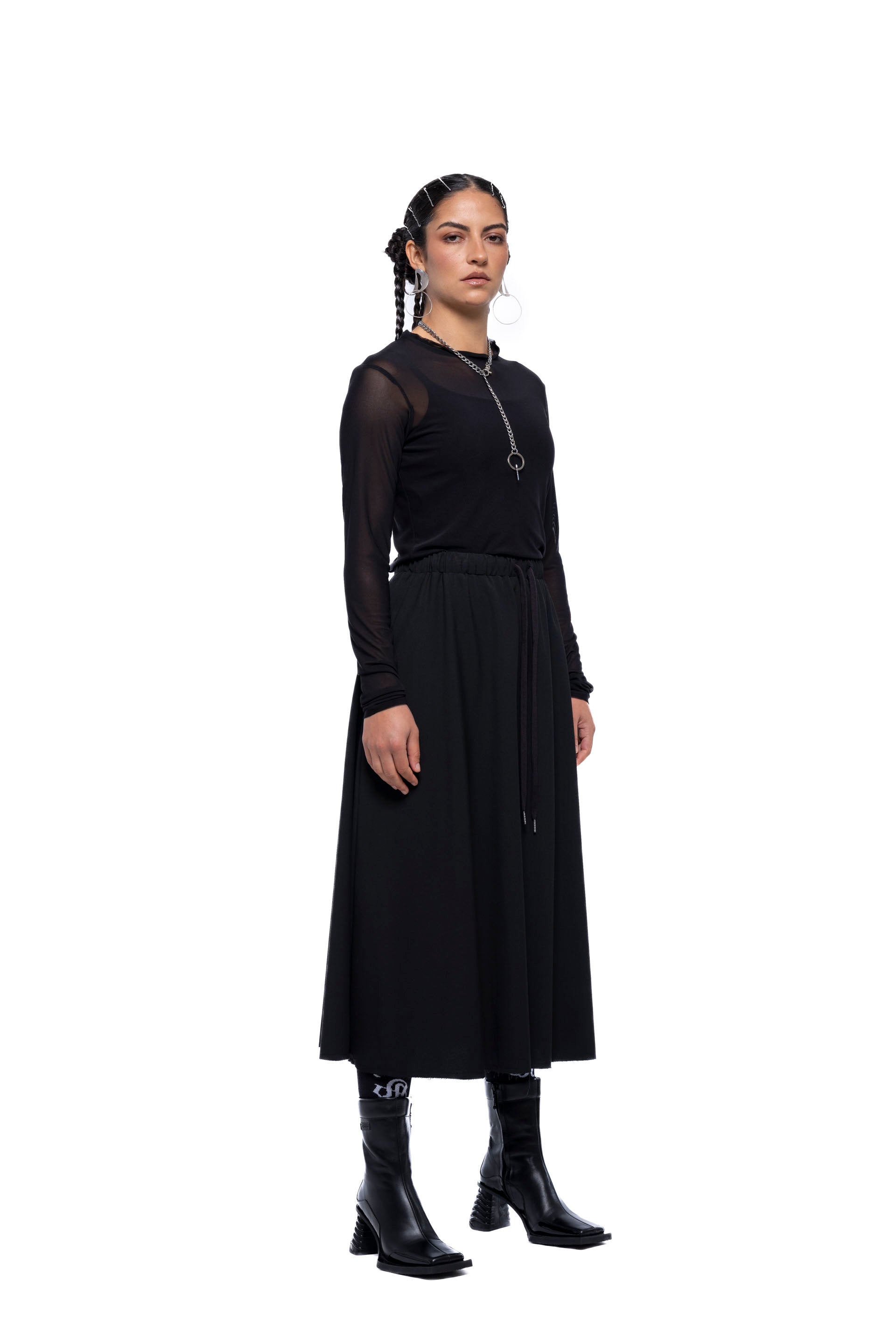 SERVICE SKIRT LONG – Black Suiting (Preorder)