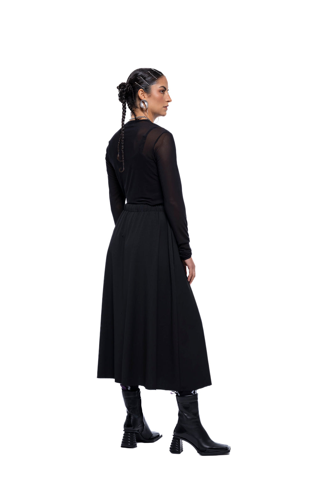 SERVICE SKIRT LONG – Black Suiting (Preorder)