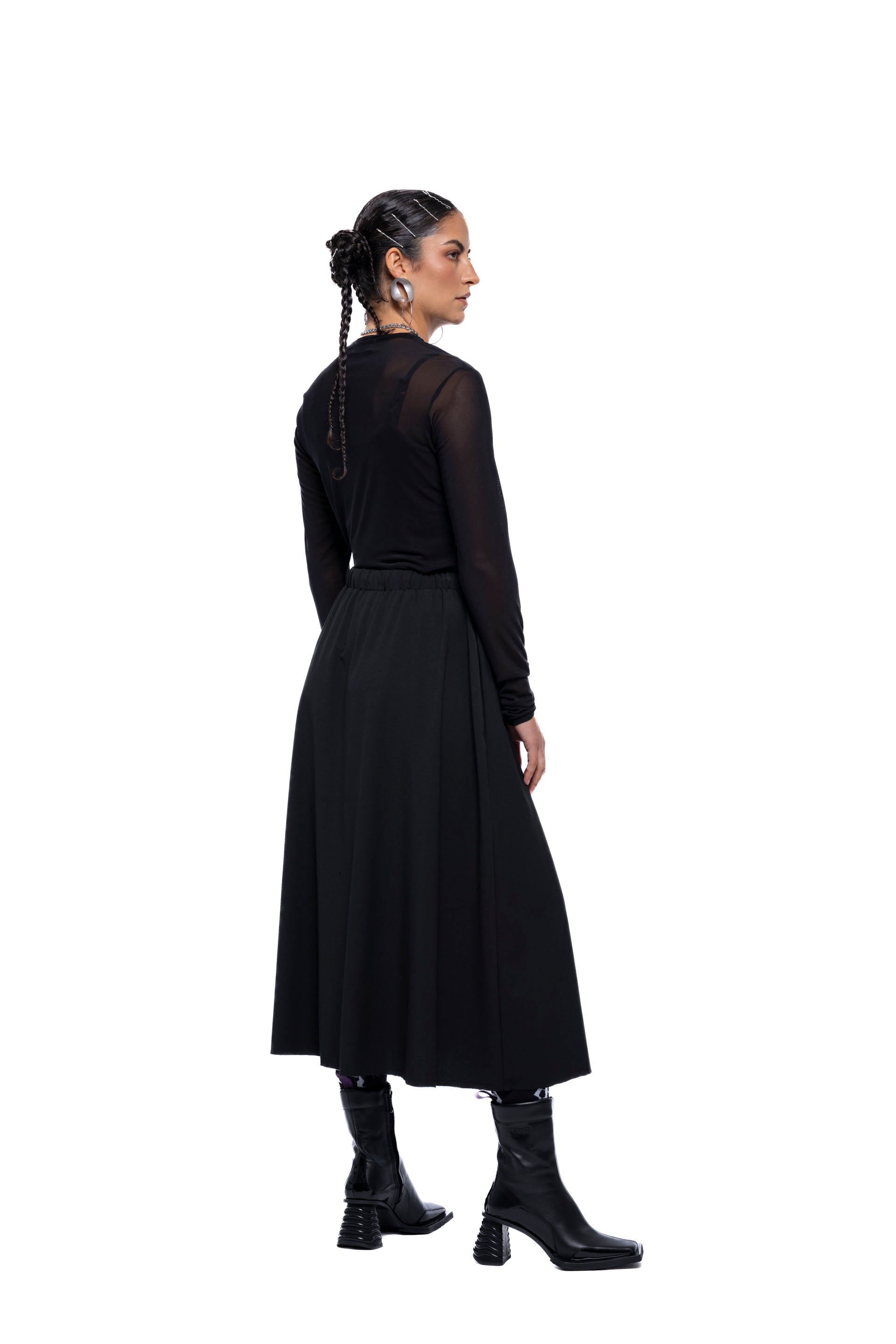 SERVICE SKIRT LONG – Black Suiting (Preorder)