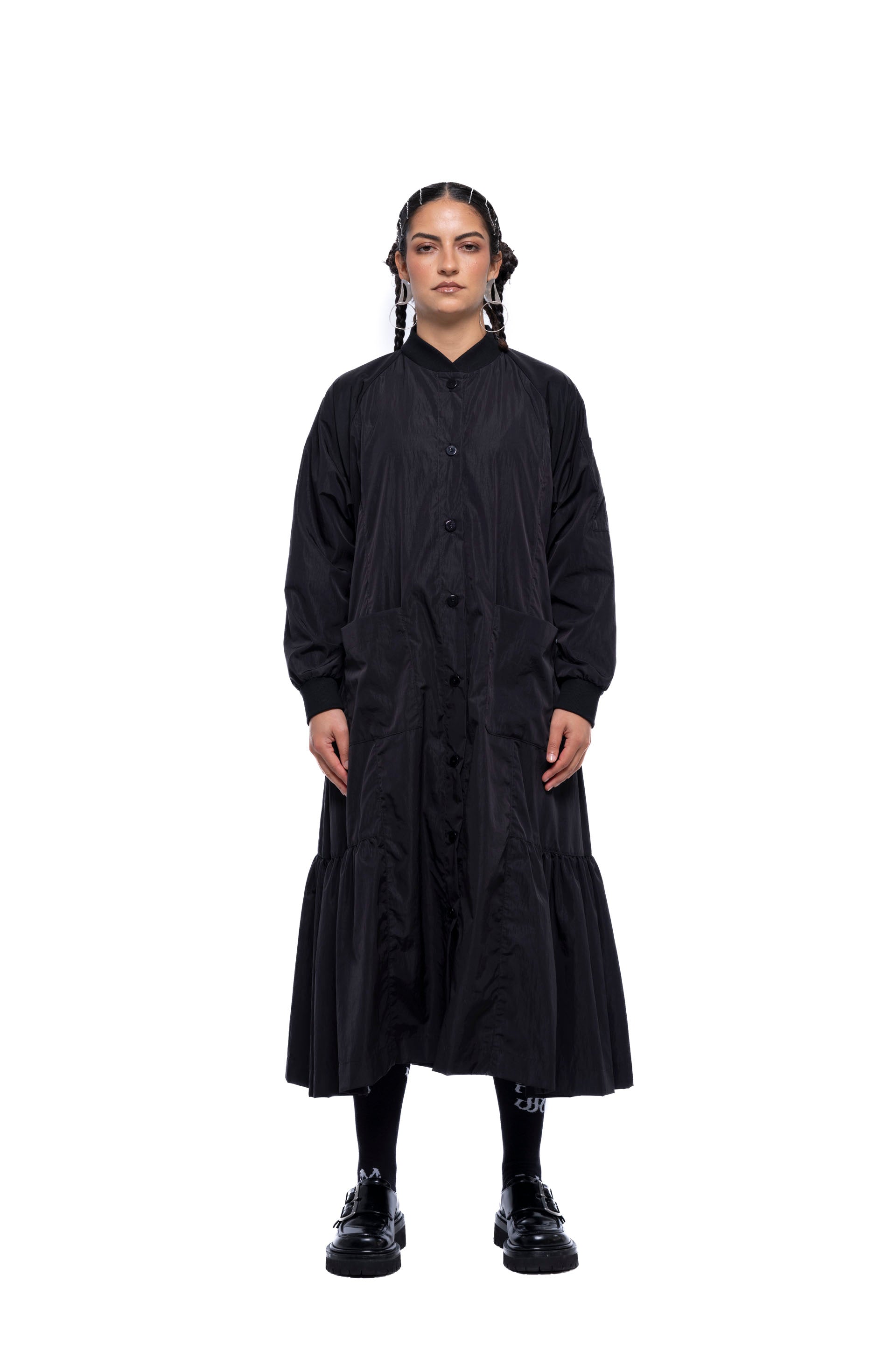 GERTRUD BOMBER DRESS – Black Sport (Preorder)