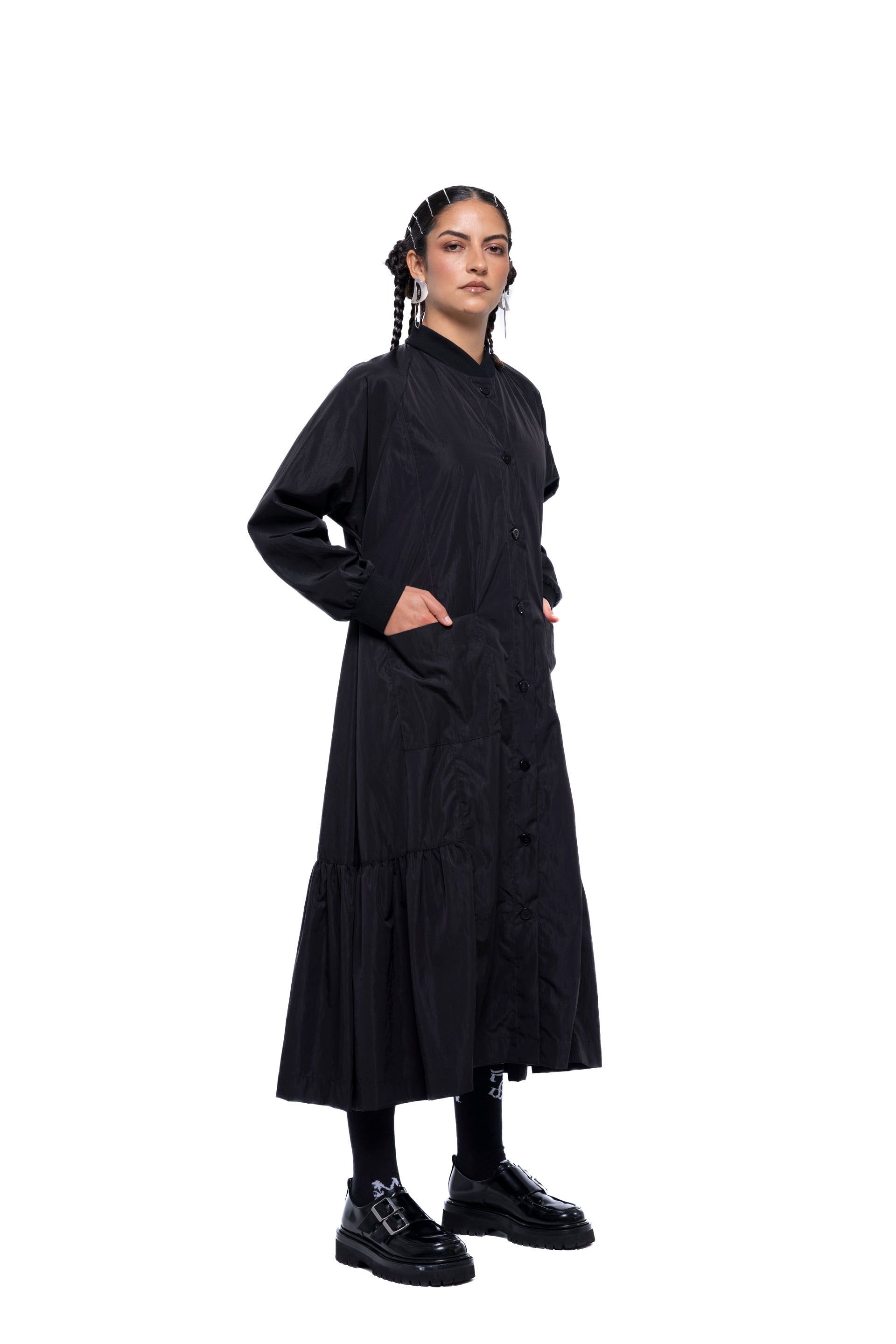 GERTRUD BOMBER DRESS – Black Sport (Preorder)