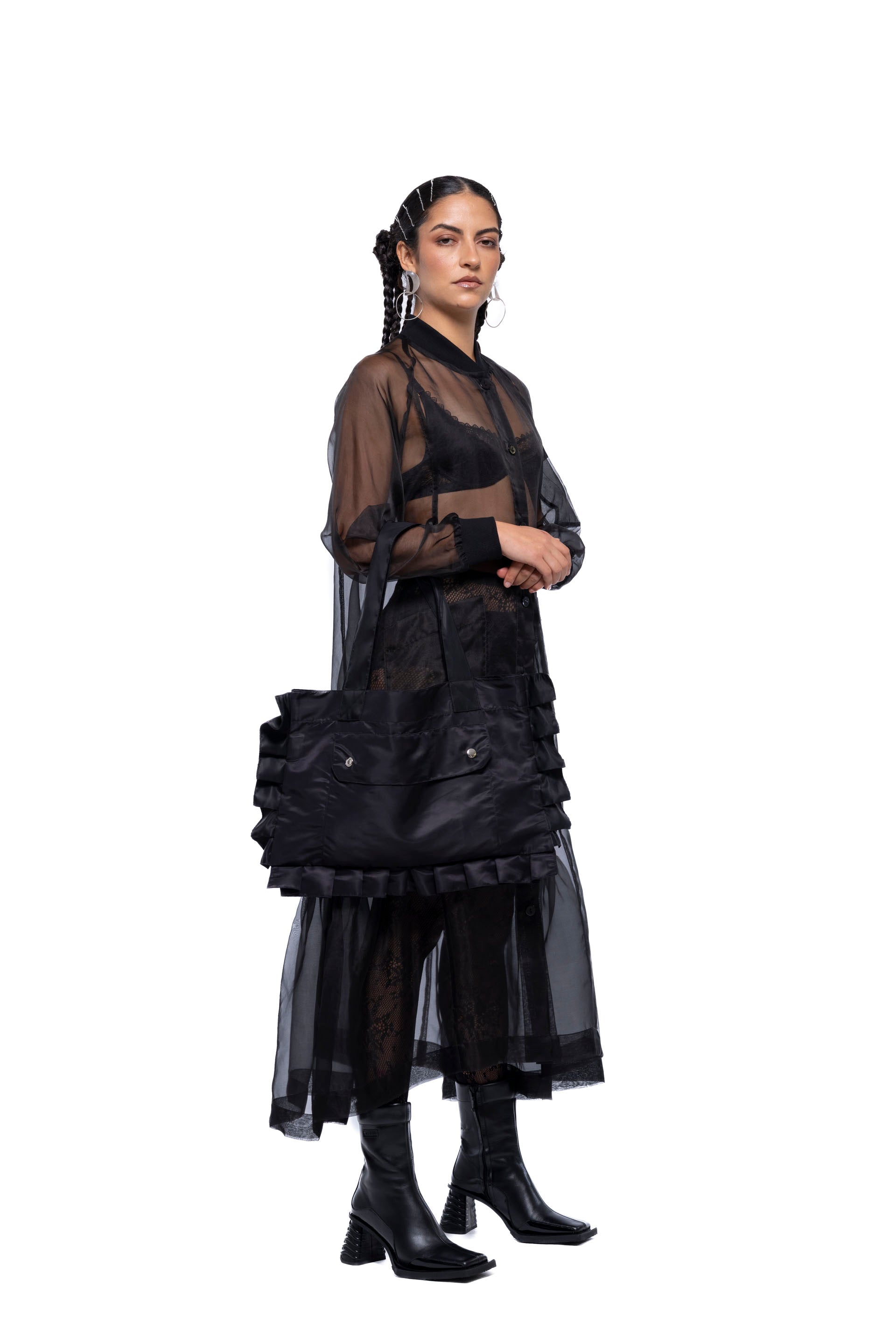 FRILL MINI TOTE BAG – Black Flight (Preorder)
