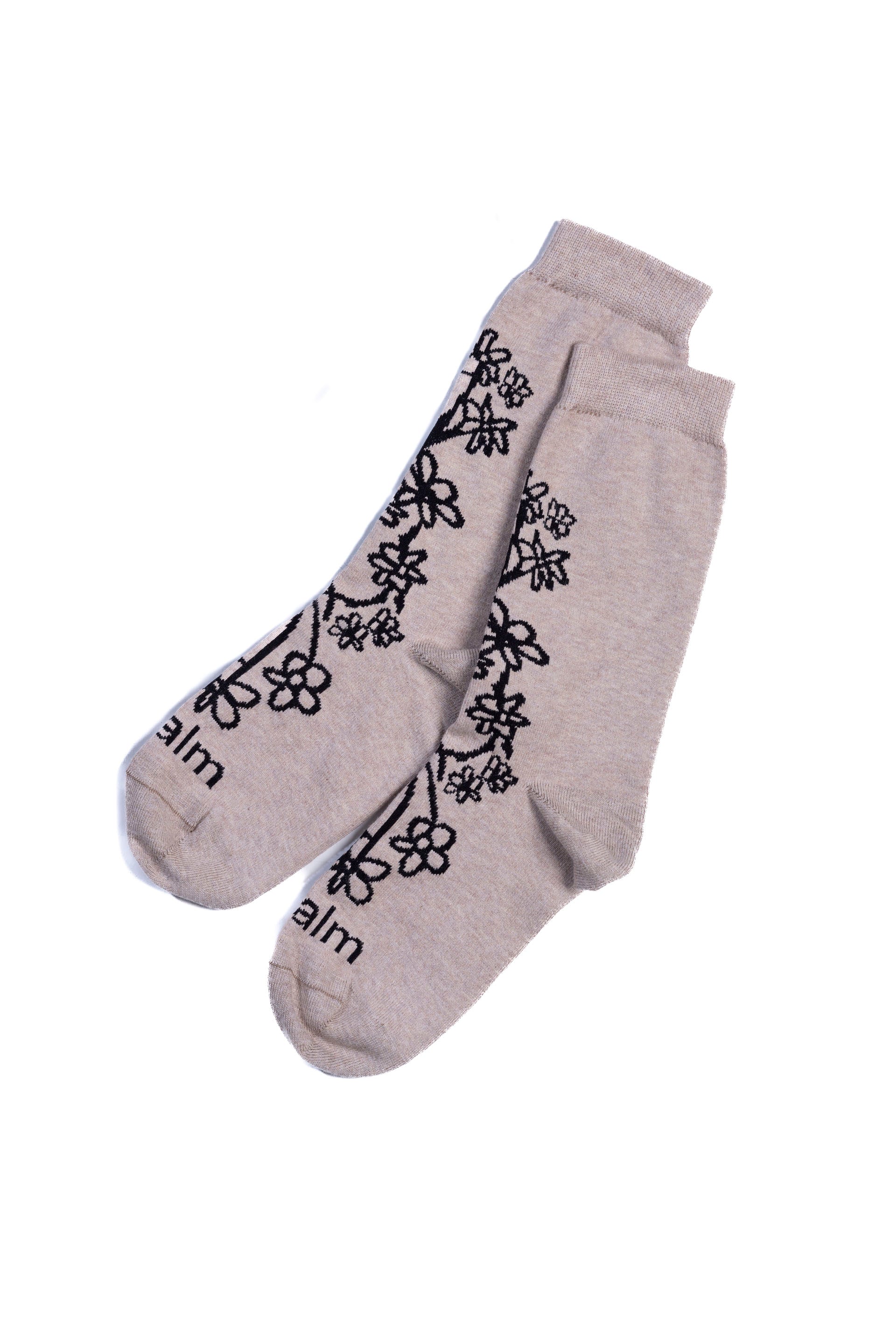 FLORAL CREW SOCKS - Fawn