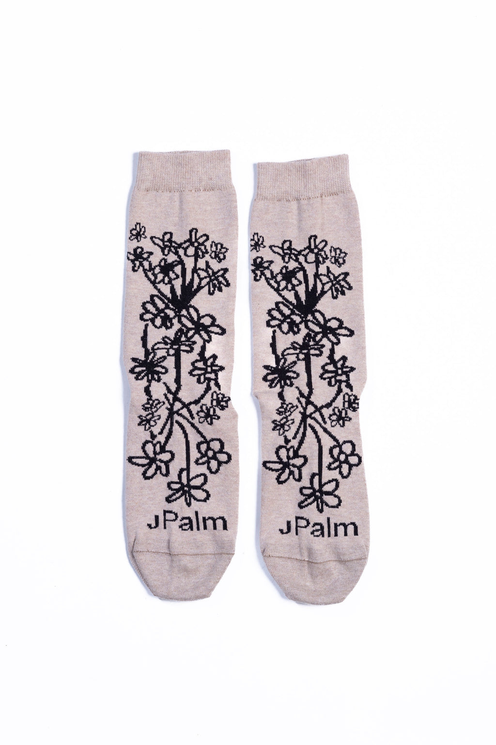 FLORAL CREW SOCKS - Fawn