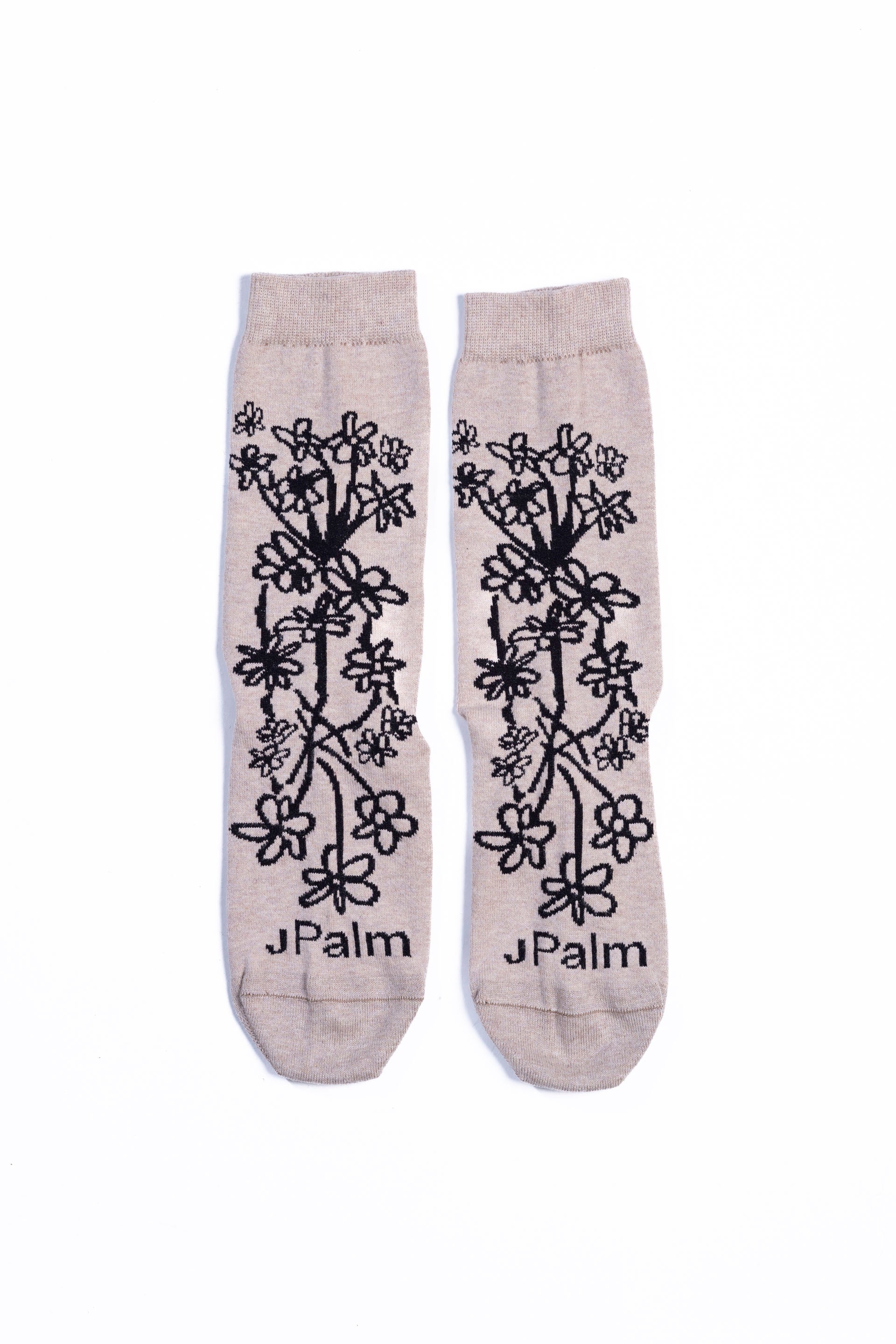 FLORAL CREW SOCKS - Fawn