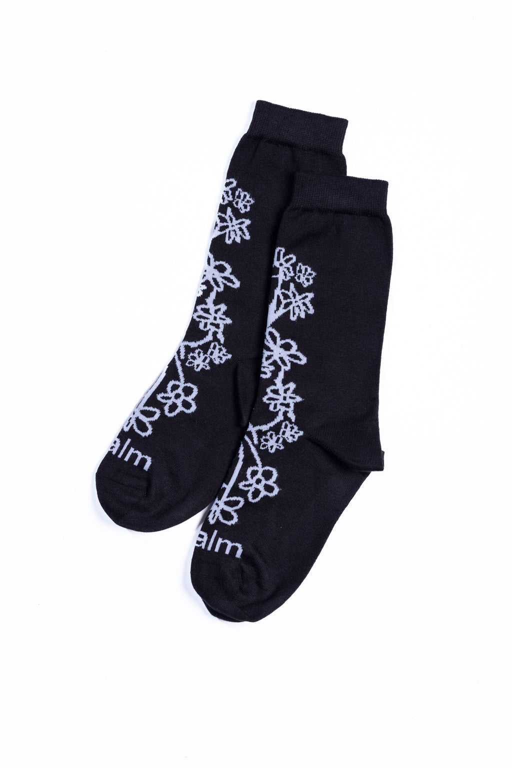 FLORAL CREW SOCKS - Black