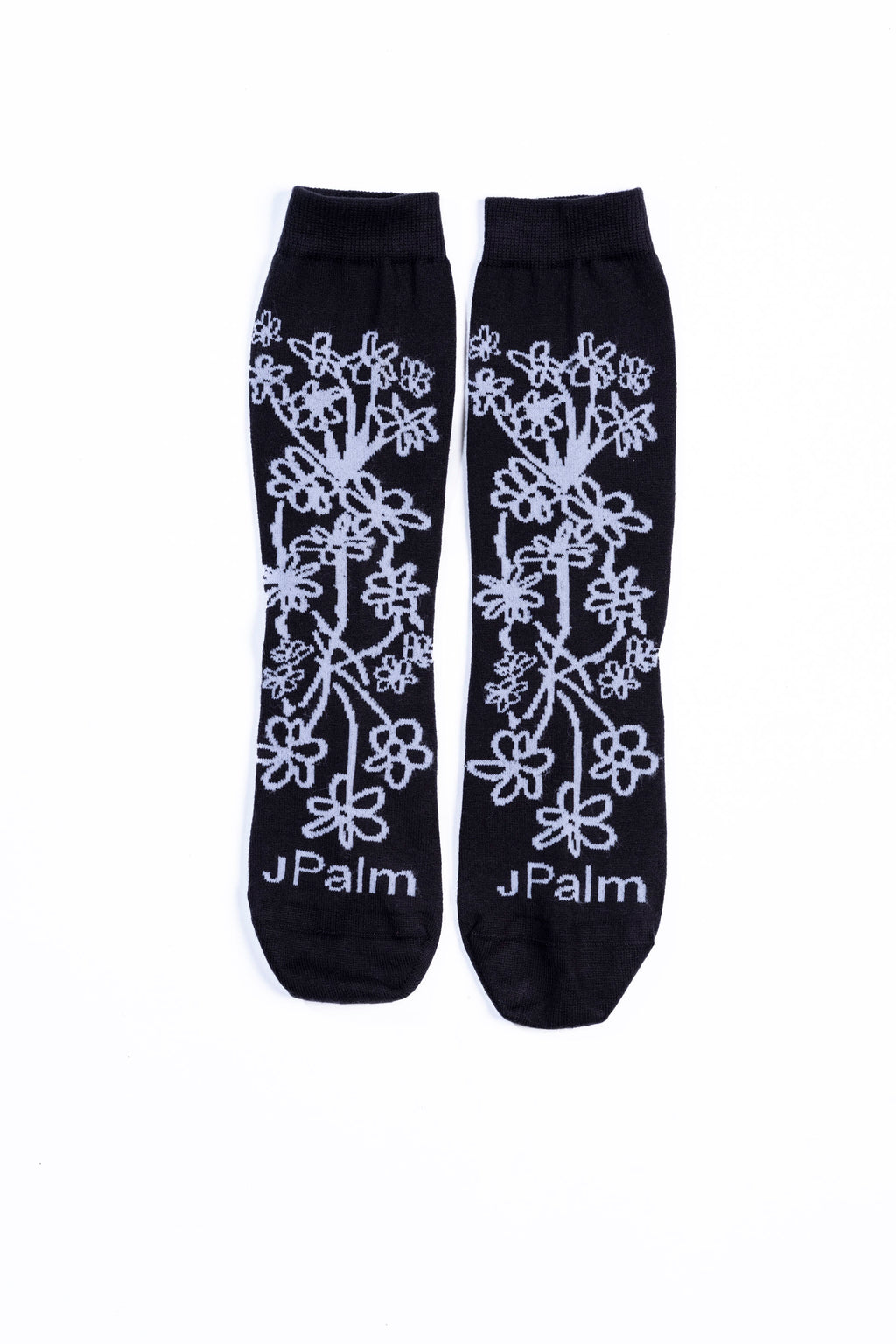 FLORAL CREW SOCKS - Black