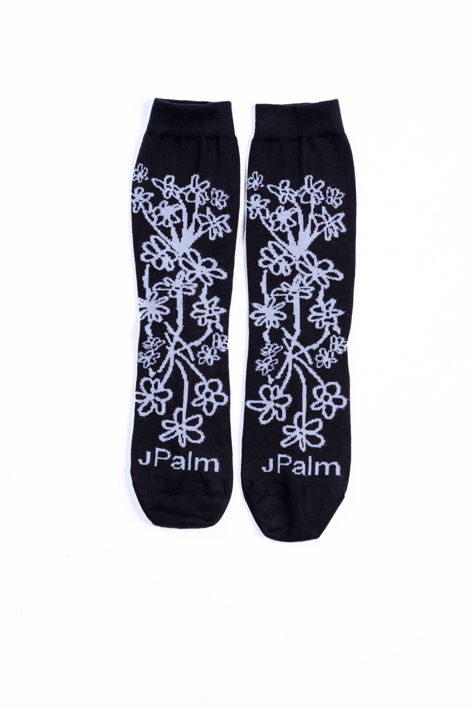 FLORAL CREW SOCKS - Black