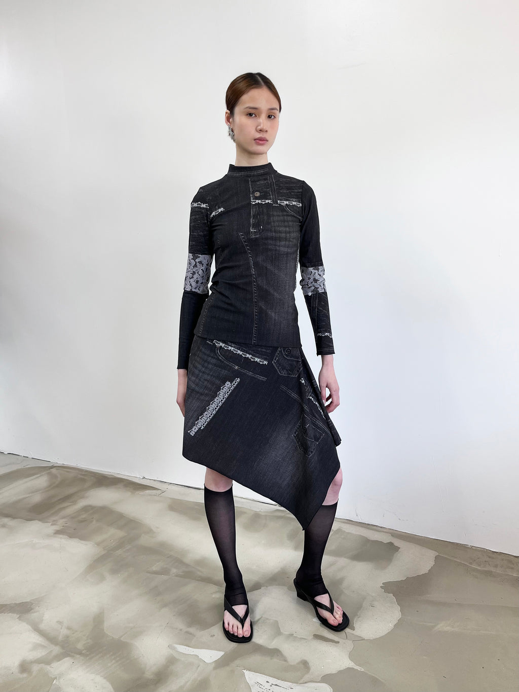Dreamweave Skirt - Black Trompe L'oeil - JOJO ROSS