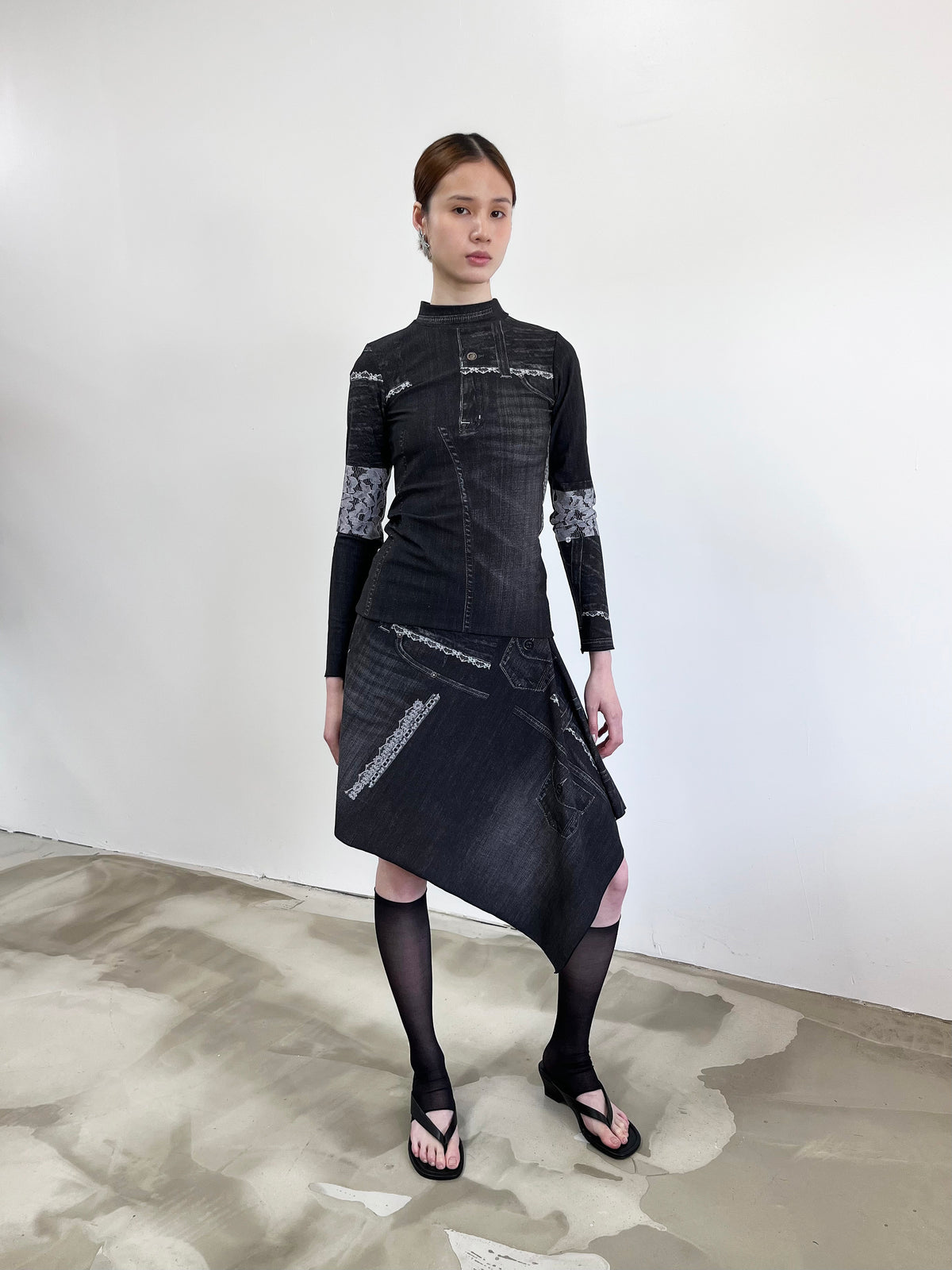 Dreamweave Skirt - Black Trompe L'oeil - JOJO ROSS