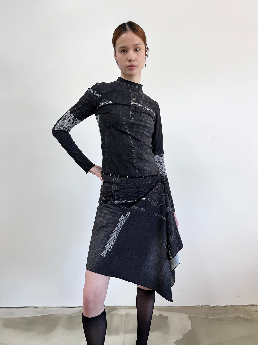 Dreamweave Skirt - Black Trompe L'oeil - JOJO ROSS