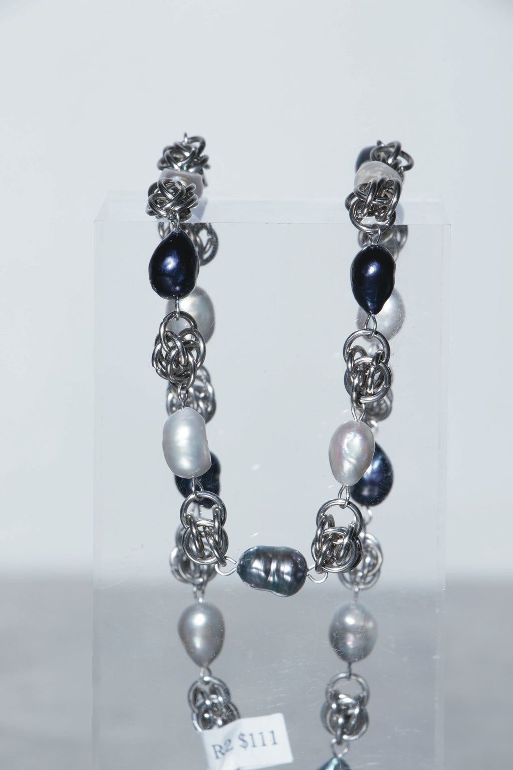 Black/White/Blue Pearl Chain Necklace [R2] - SEAPUNKS.XX