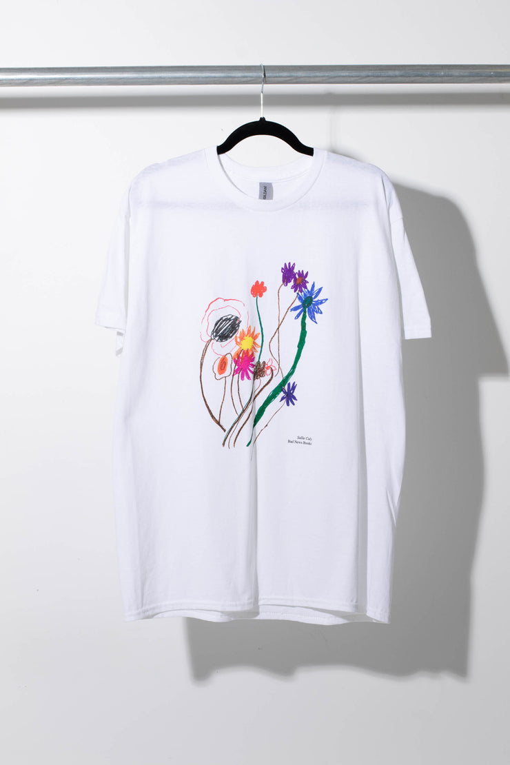 Sallie Culy Flowers Tee - White - BAD NEWS BOOKS