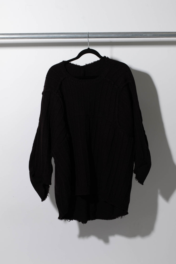 Dark Brown Oversize Wool Jumper - BEING