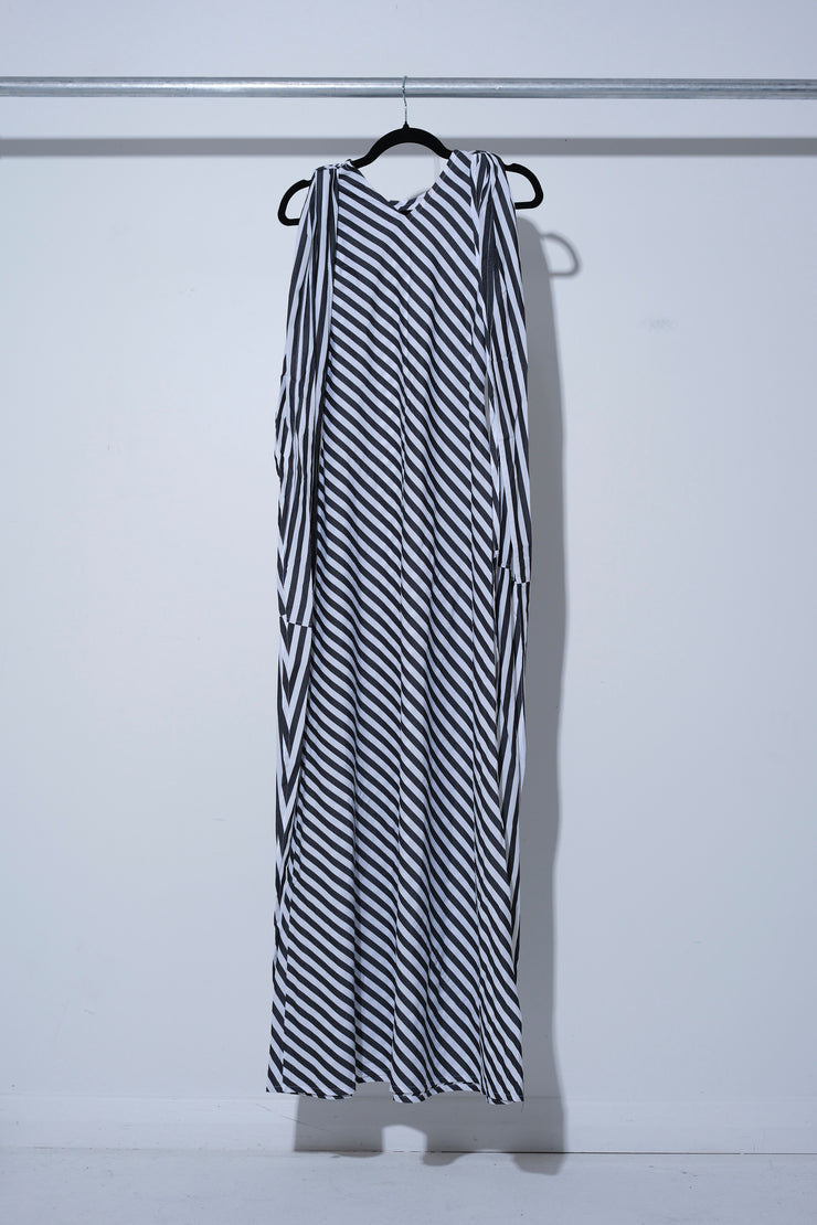 Scarf Dress Black+White Stripe - Mercury