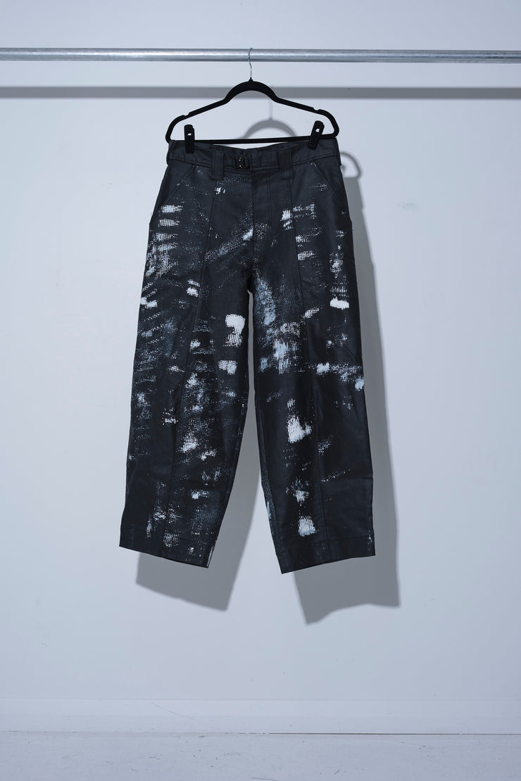 WAXED DENIM PANTS - Fringes