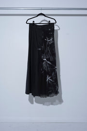 PAINTED MESH WRAP SKIRT - Fringes