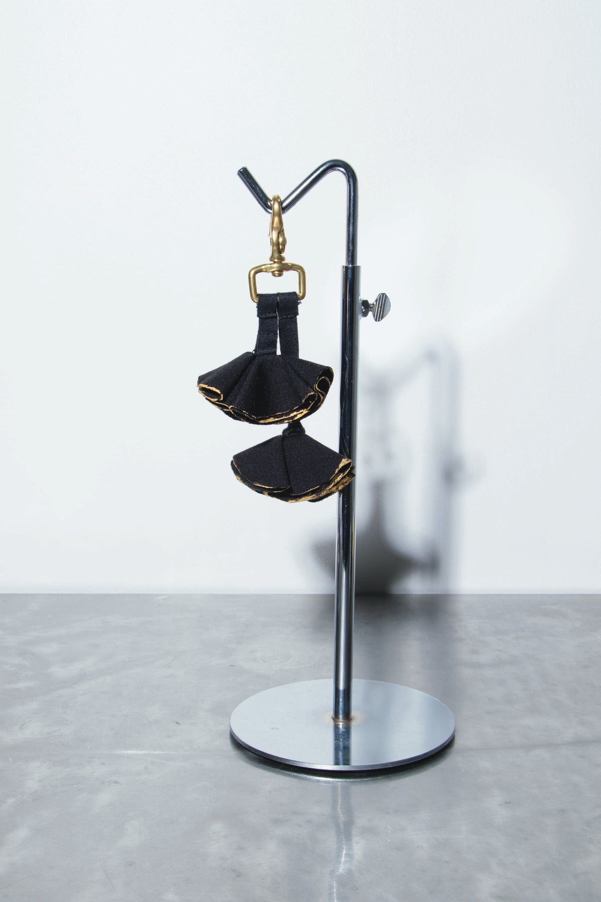 Pom Pom Key Chain - Black/Gold Floral - OOSTEROM