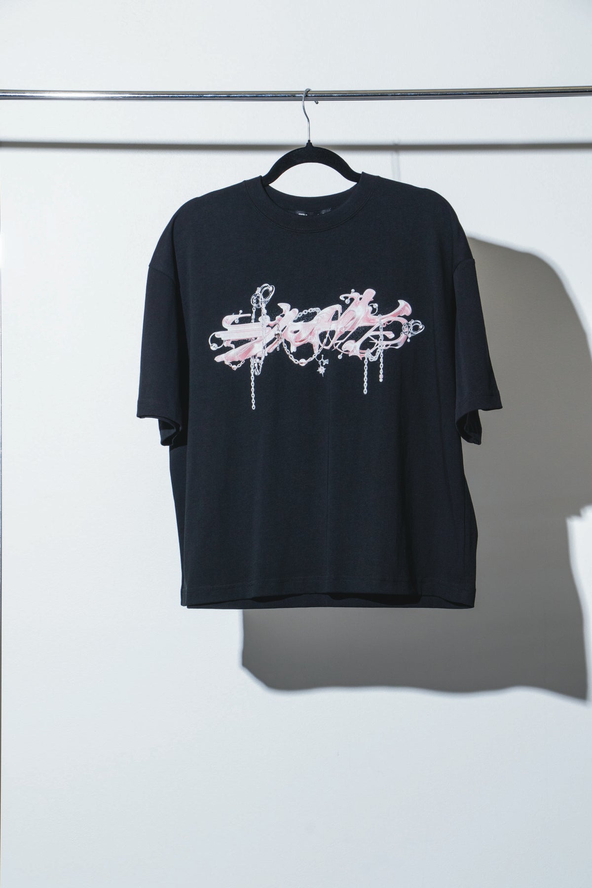 Pink Noise T-Shirt - Black Print - RHIAN