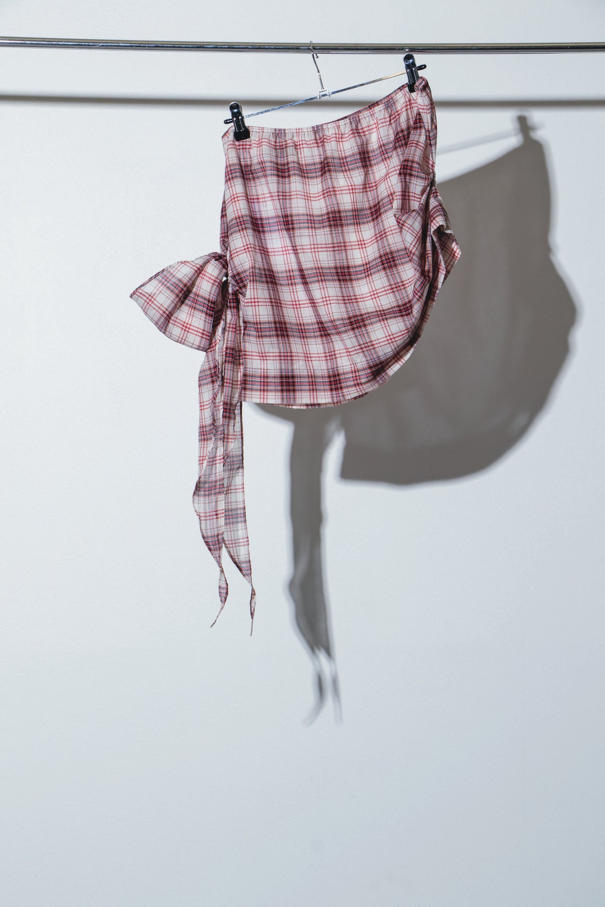 Knot Mini Skirt - Red/Cream Plaid - Laurence Sabrine