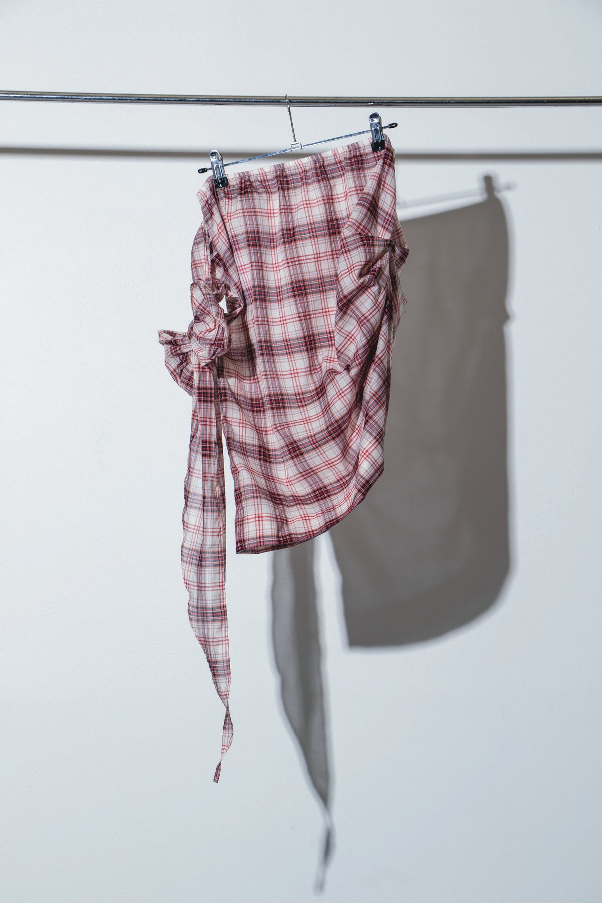 Knot Midi Skirt - Red/Cream Plaid - Laurence Sabrine