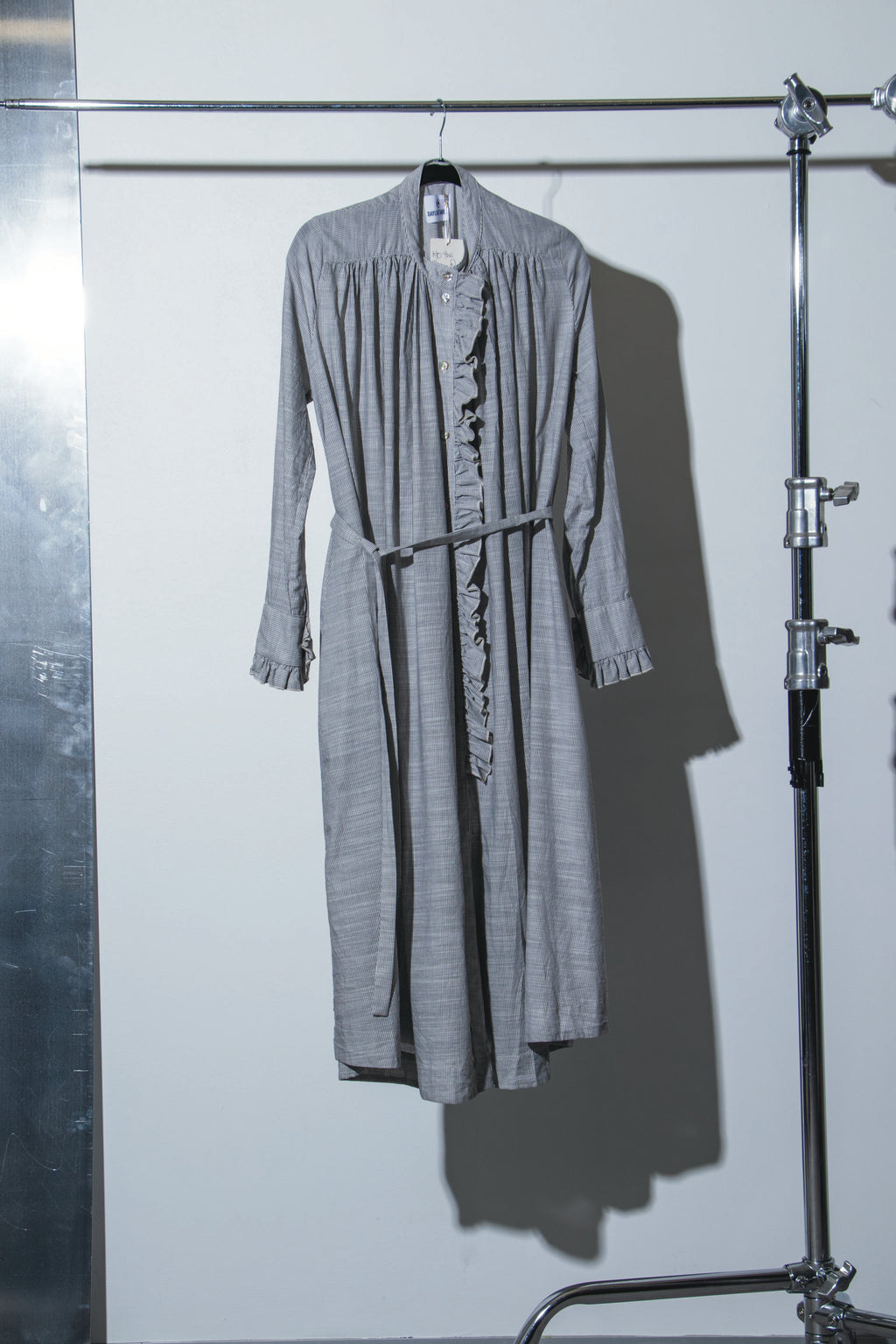 Into the Cosmos Dress - Cotton Pinstripe- DAYLIGHT MOON