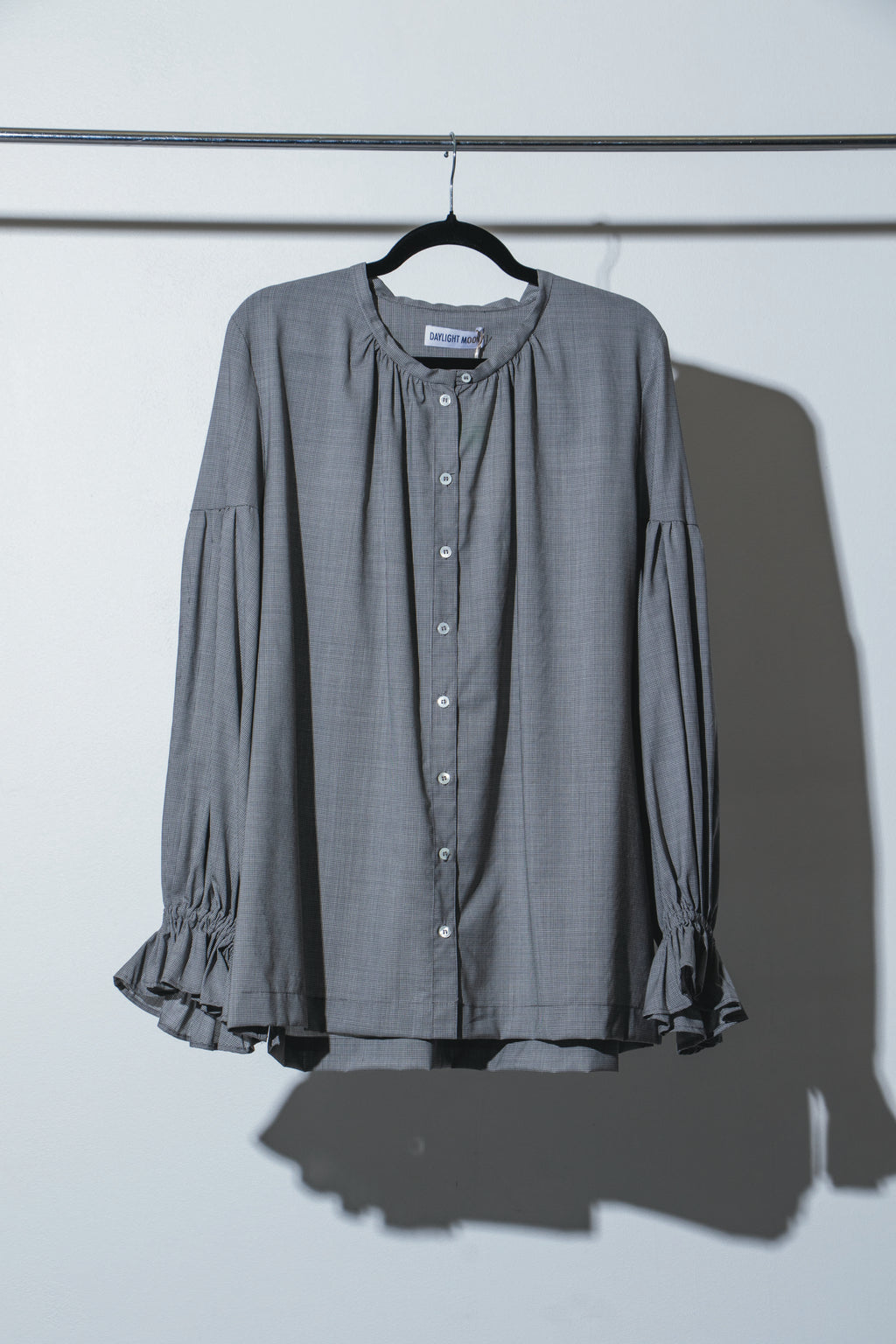 Passing of Time Blouse - Wool Silk Puppytooth - DAYLIGHT MOON