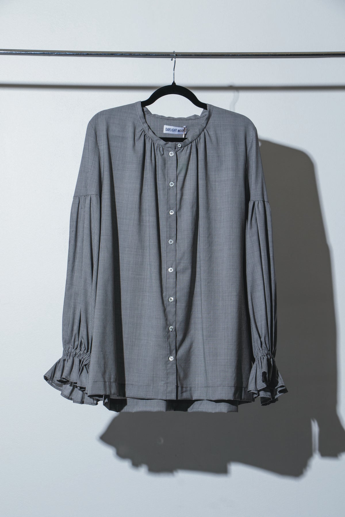 Passing of Time Blouse - Wool Silk Puppytooth - DAYLIGHT MOON