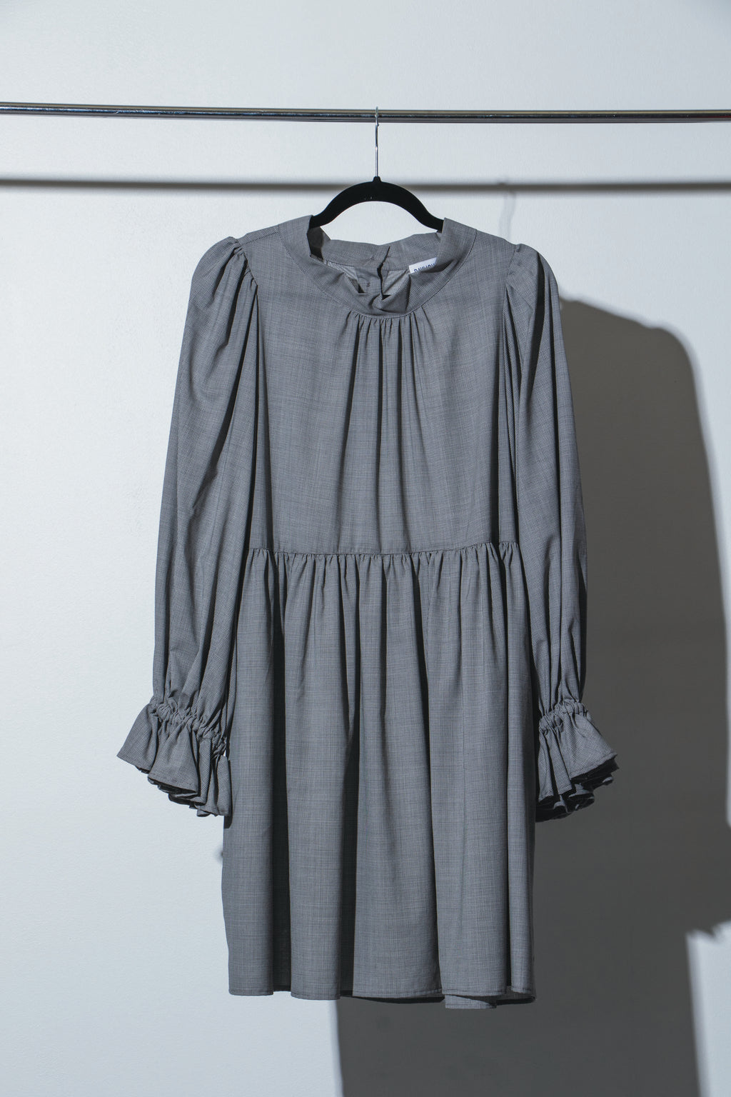 Walk in the Light Dress - Wool Silk Puppytooth - DAYLIGHT MOON
