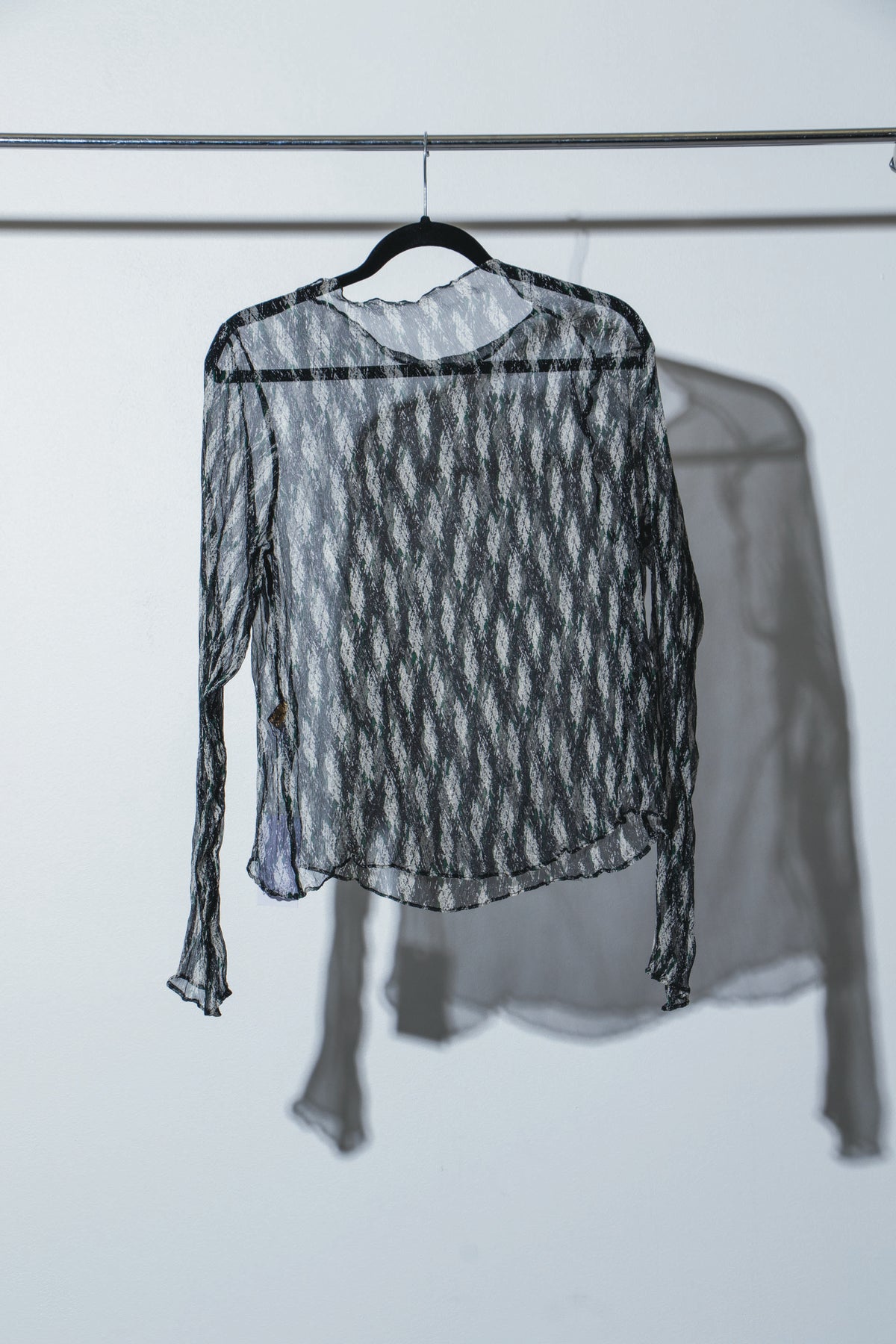 Crinkle Silk Skivvy - Green/Black Print - OOSTEROM