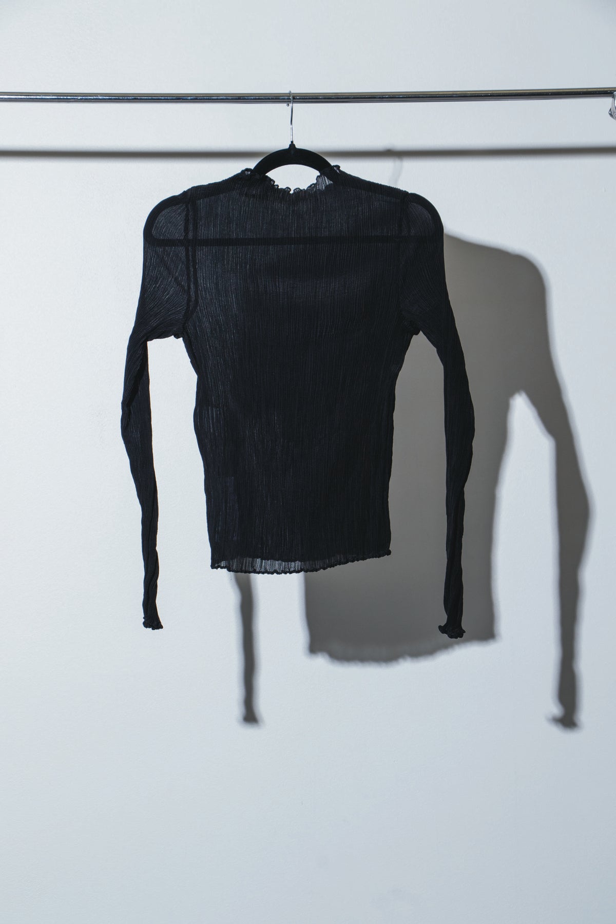 Crinkle Silk Skivvy - Opaque Black - OOSTEROM