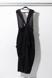 Hiyori Overall Dress - Black Linen/Cotton - OTSU