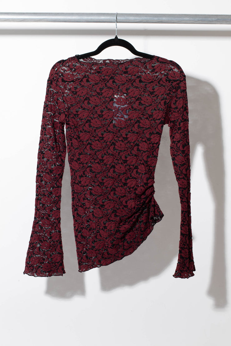 Avenue Longsleeve Top, Chilled Red Lace - JOJO ROSS